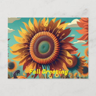 Fall Postcard, Fall Sunflower Greeting Postcard, Postcard