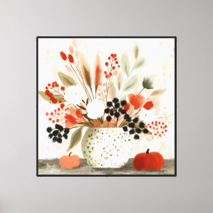 Fall Posy and Rust Speckled Pot Canvas Print