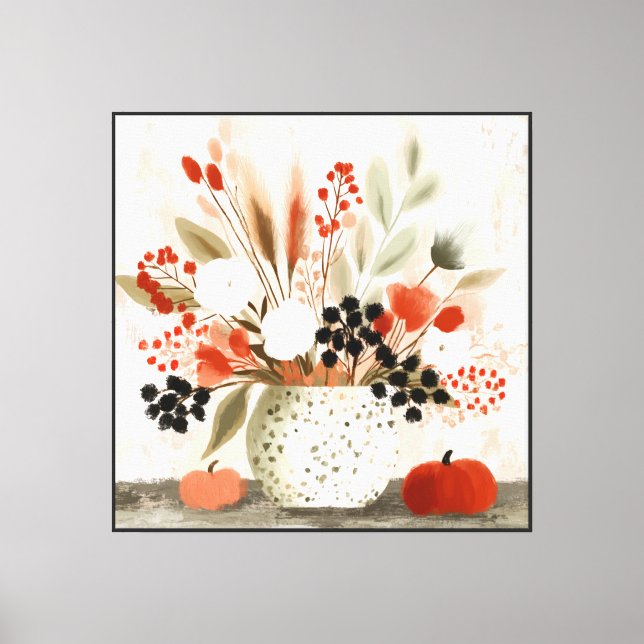 Fall Posy and Rust Speckled Pot Canvas Print (Front)