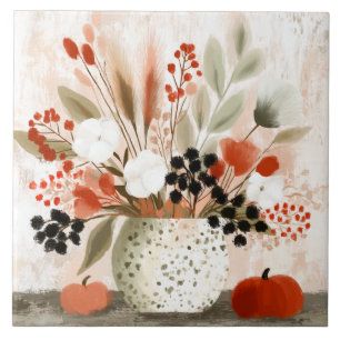 Fall Posy and Rust Speckled Pot Ceramic Tile