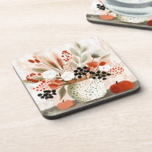 Fall Posy and Rust Speckled Pot Coaster (Left Side)