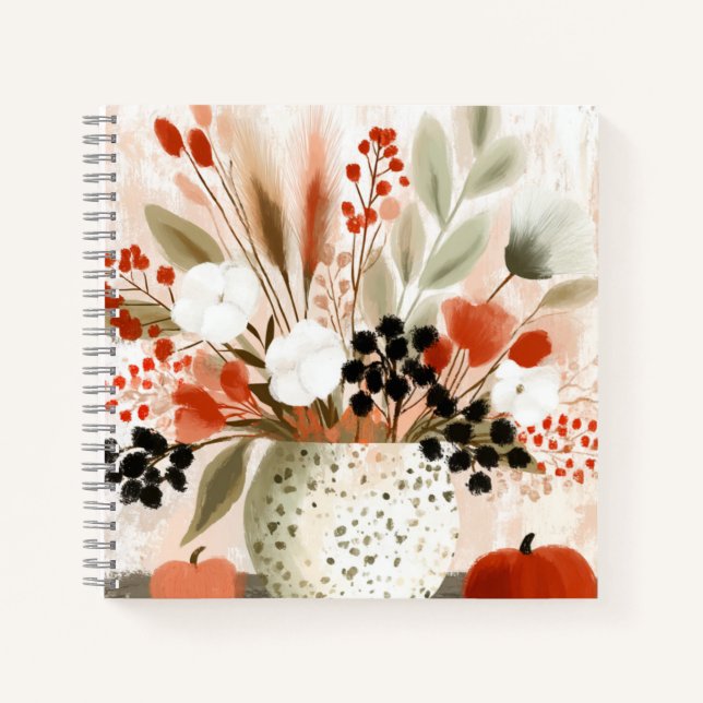 Fall Posy and Rust Speckled Pot Notebook (Front)