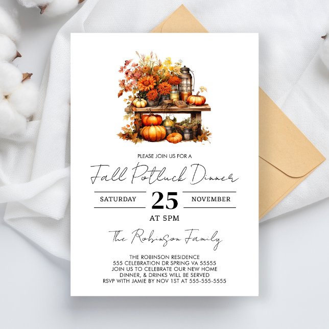 Fall Potluck Dinner Thanksgiving Friendsgiving Invitation (Creator Uploaded)