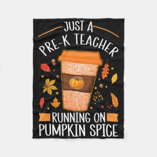 Fall Pre-k Teacher Running On Pumpkin Spice Latte Fleece Blanket