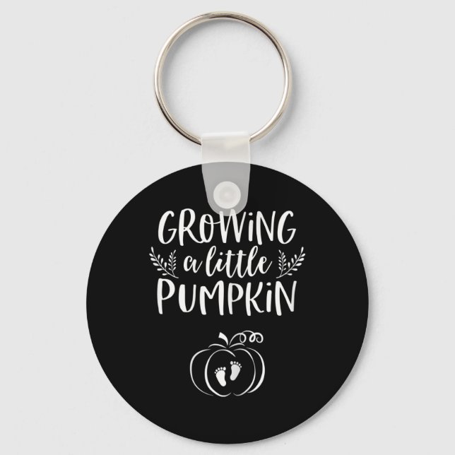 Fall Pregnancy Announcement For Women Halloween By Key Ring (Front)