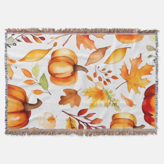 Fall Print Throw Blanket (Front)
