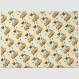 Fall Pug Dog (fawn) Pumpkins Leaves Cute Tissue Paper