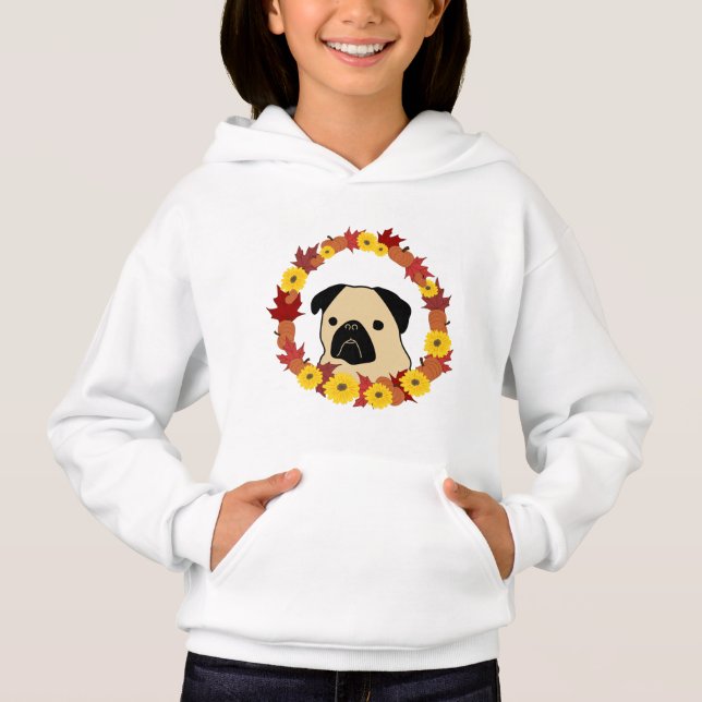 Fall Pug with Leaves, Pumpkins, and Sunflowers (Front)