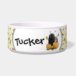 Fall Puli Dog (black) Pumpkins Leaves Cute Funny