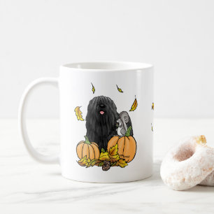Fall Puli Dog (black) Pumpkins Leaves Cute Funny Coffee Mug