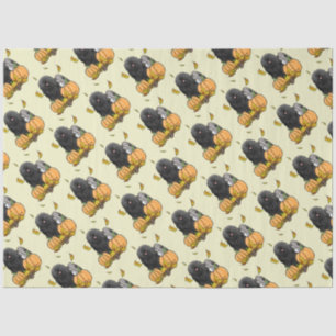 Fall Puli Dog (black) Pumpkins Leaves Cute Funny Tissue Paper