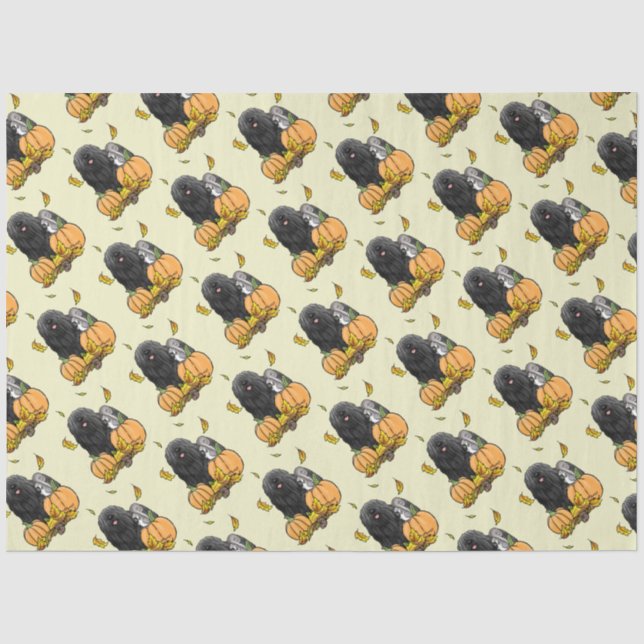 Fall Puli Dog (black) Pumpkins Leaves Cute Funny Tissue Paper (Front)