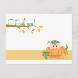 Fall Pumkin Baby Shower Thank You Postcard