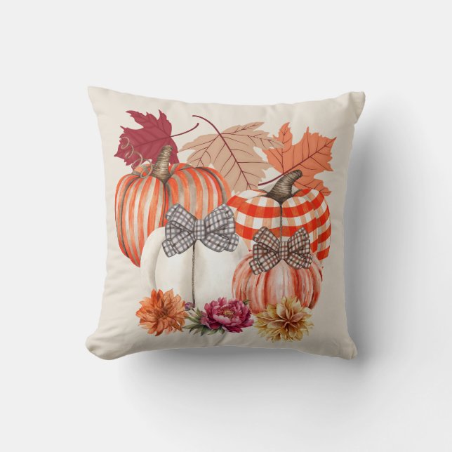 Fall Pumkin Floral  Cushion (Front)