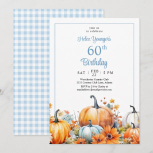 Fall Pumpkin 60th Birthday Floral Invitation