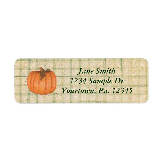 Fall Pumpkin Address Label Return Address Label (Front)