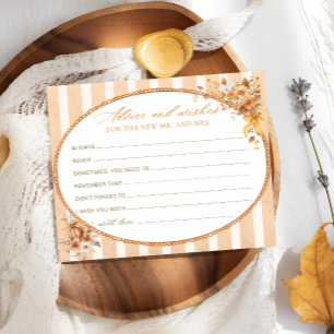 Fall Pumpkin Advice and Wishes Bridal Shower Card