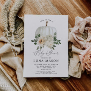 Fall Pumpkin and Flower Baby Shower Invitation