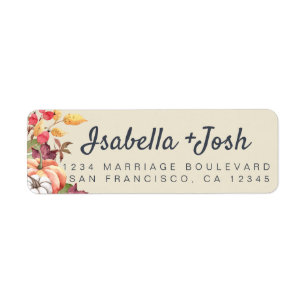 Fall Pumpkin Antique White Wedding Return Address Return Address Label