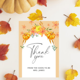Fall pumpkin arch bridal shower thank you card