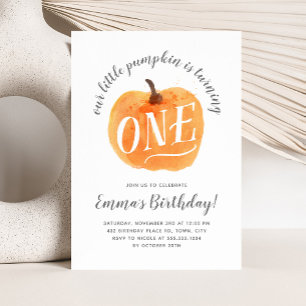 Fall Pumpkin Autumn First Birthday Invitation