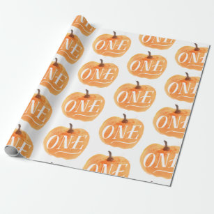 Fall Pumpkin Autumn First Birthday ONE Wrapping Paper