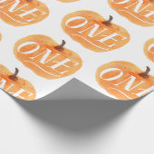 Fall Pumpkin Autumn First Birthday ONE Wrapping Paper (Corner)