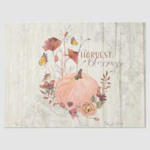 Fall Pumpkin Autumn Leaves Rustic Wood Decoupage Tissue Paper