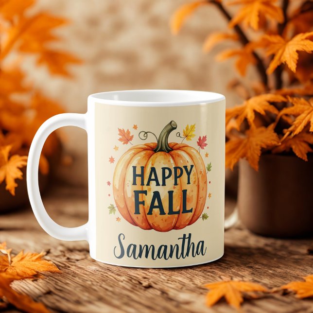fall pumpkin autumn orange watercolor  coffee mug (Creator Uploaded)