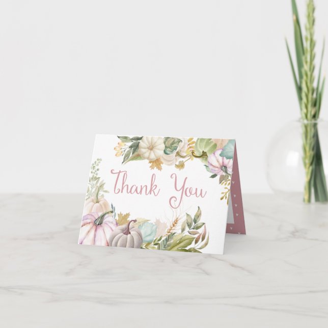 Fall Pumpkin Autumn Thank You Card (Front)