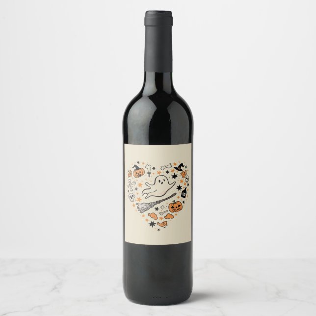 Fall Pumpkin Autumn Thanksgiving Halloween Wine Label (Front)