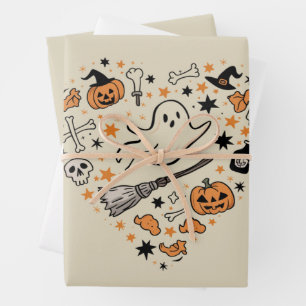 Fall Pumpkin Autumn Thanksgiving Halloween Wrapping Paper Sheet
