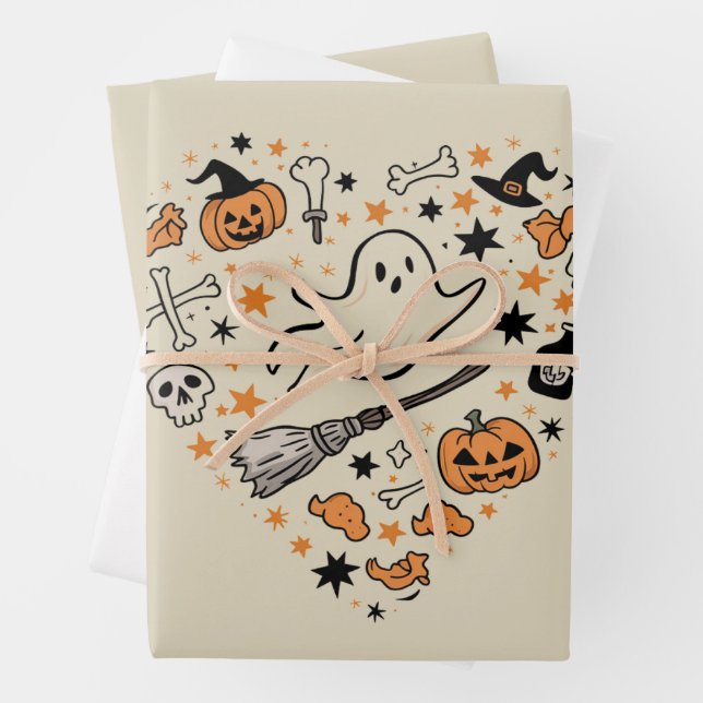 Fall Pumpkin Autumn Thanksgiving Halloween Wrapping Paper Sheet (In situ)