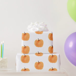 Fall Pumpkin Autumn Watercolor Wrapping Paper