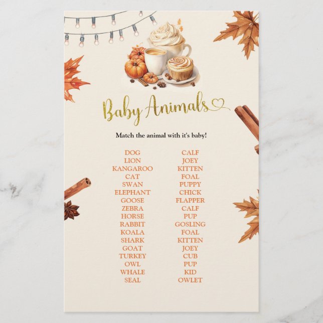 Fall Pumpkin Baby Animals Games (Front)