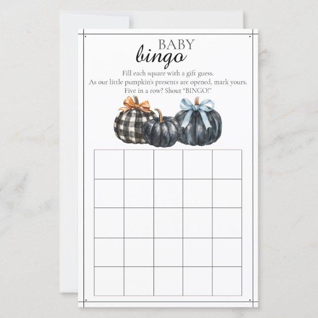 Fall Pumpkin Baby Bingo Game (Front)