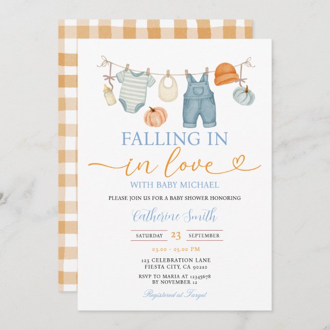 Fall Pumpkin Baby Clothes Baby shower Autumn Invitation (Front/Back)