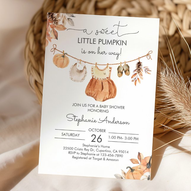Fall Pumpkin Baby Clothes Baby Shower Invitation (Creator Uploaded)