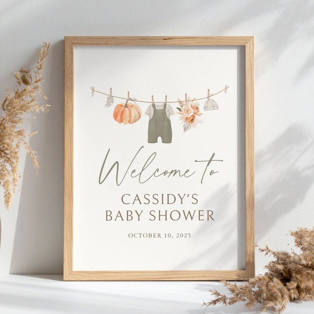 Fall Pumpkin Baby Clothes Baby Shower Welcome Sign (Creator Uploaded)