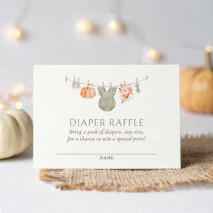Fall Pumpkin Baby Clothes Diaper Raffle Ticket Enclosure Card