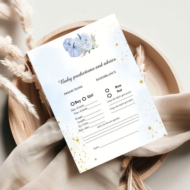 Fall Pumpkin baby prediction Baby Shower game Card (Creator Uploaded)