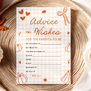 Fall Pumpkin Baby Shower Advice and Wishes Game Invitation