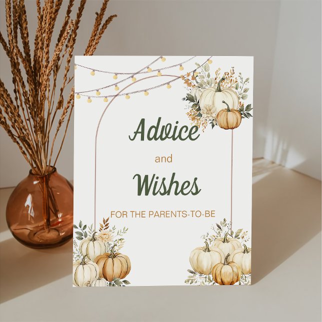 Fall Pumpkin Baby Shower Advice and Wishes  Pedestal Sign (Creator Uploaded)