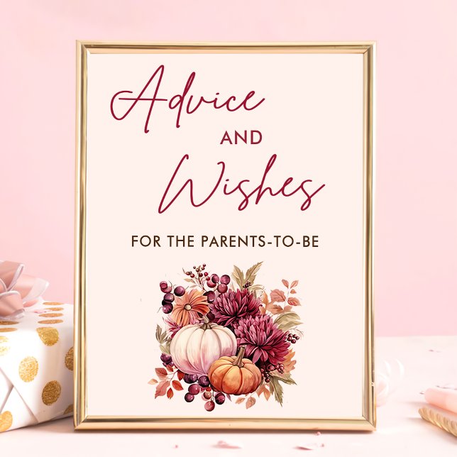 Fall Pumpkin Baby Shower Advice and Wishes Poster (Creator Uploaded)