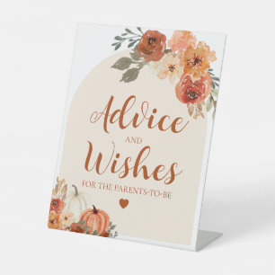 Fall Pumpkin Baby Shower Advice and Wishes Sign