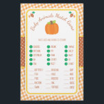 Fall Pumpkin Baby Shower Animal Match Game Flyer<br><div class="desc">This design features a pumpkin and leaves in fall colours on a gingham background. Coordinating products are available in our shop, zazzle.com/doodlelulu*. Contact us if you need this design applied to a specific product to create a matching item! Thank you so much for viewing a DoodleLulu by 2 june bugs...</div>