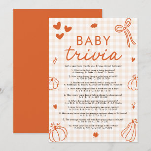 Fall Pumpkin Baby Shower Baby Trivia Game Invitation