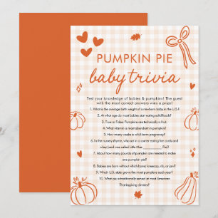 Fall Pumpkin Baby Shower Baby Trivia Game Invitation