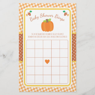 Fall Pumpkin Baby Shower Bingo Game
