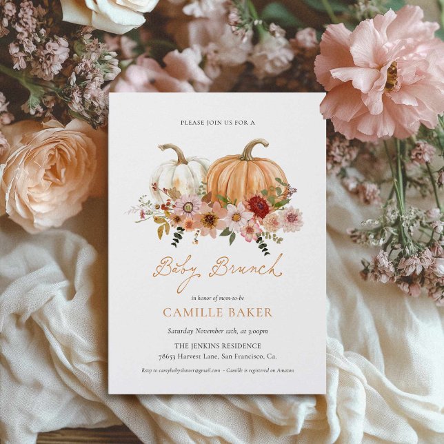 Fall Pumpkin Baby Shower Brunch Invitation (Fall Pumpkin Baby Brunch Invitation)